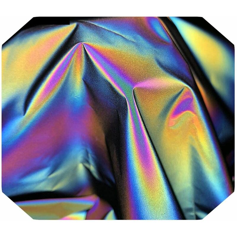 Image of Tessuto riflettente arcobaleno rainbow con sfumature olografiche da cucire 140cm x 1M Packaging - 140cm x 1M