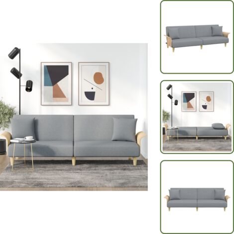 Tessuto - vidaXL Divano Letto con Braccioli Grigio Chiaro in Tessuto - Imbottitura