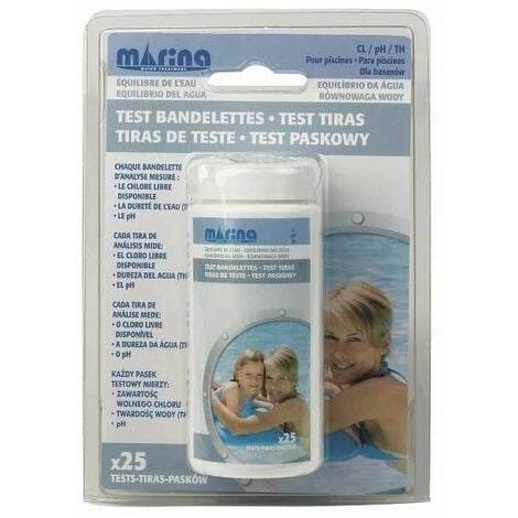Test bandelettes x 25 Chlore / TH / pH Marina