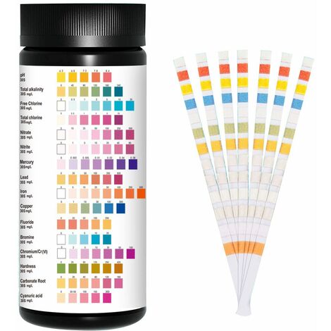 Test d'eau, 100 bandes de test d'eau potable, bandelettes de test d'eau 16 and 1 eau potable, bandelettes de test