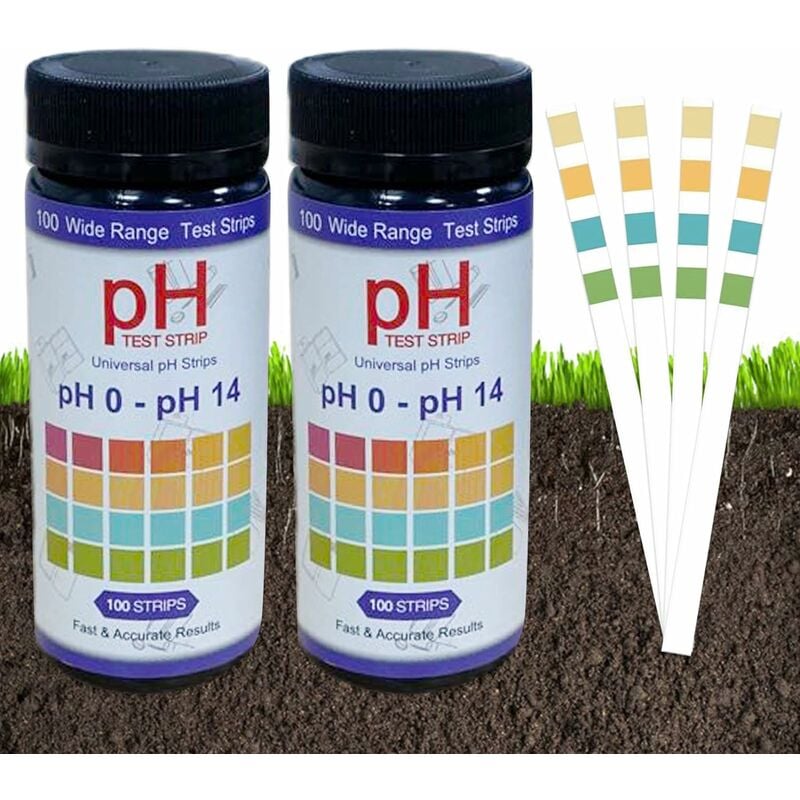 Fei Yu - Test des bandelettes de pH,200 bandes Bandelettes de test pH du sol,pH Bandelettes de Test pour Sol,Papier de Test (pH 0-14),jardin testeur