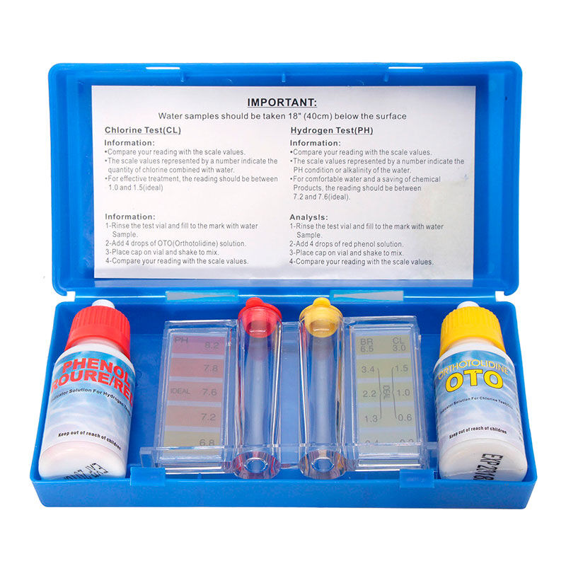 

Test Kit Cloro y pH, medidor del cloro y pH del agua de la piscina, Gotas. - Tamar