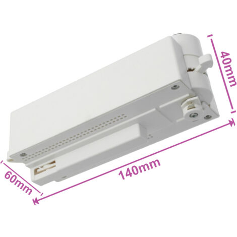 Testa Alimentazione Con Box Led Driver Colore Bianco Per Faro Led Binario Mono Fase CB0070 CB7170 CB7270 CB7370