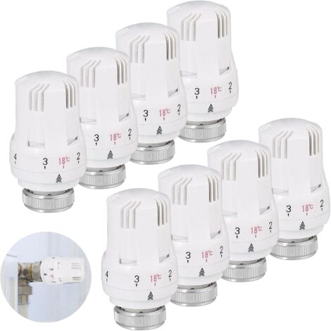 Testa del radiatore termostatica da 8 pezzi, Valvola termostatica per radiatore M30 x 1,5, Testa della valvola del radiatore, Valvola termostatica per radiatore, Testa del radiatore per ufficio e casa