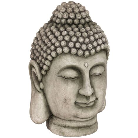 Testa di buddha da esterno h.60cm grigio magnesia - Atmosphera créateur d'intérieur