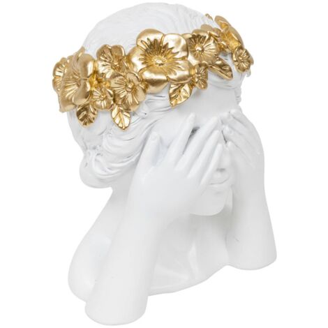 Testa di donna deco wild romance h.22cm in resina bianca - Atmosphera créateur d'intérieur