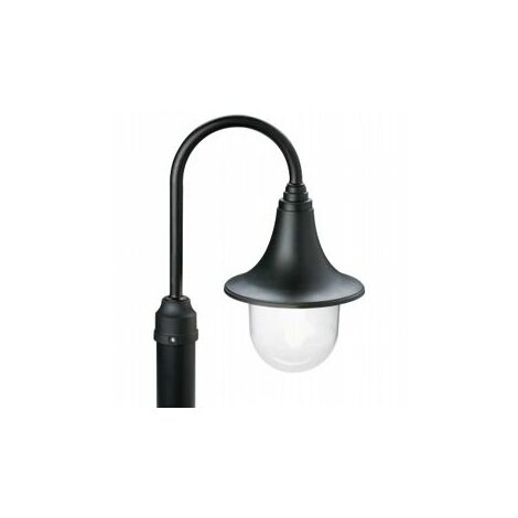 Testa-palo in termoplastico trasparente, diametro 60mm, altezza max lampada 150mm, IP43 nero