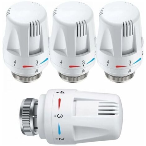 Testa termostatica da 4 pezzi, termostato da 4 pezzi, testa di ricambio per valvola termostatica standard M30 x 1,5, controllo della temperatura, bianco