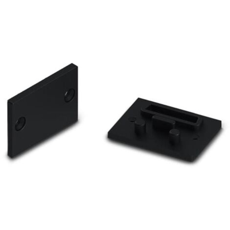 Testata in alluminio per diffusore pmma per profili LED della serie "alu-epoxy" - senza foro per il cavo - colore nero