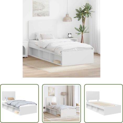 Testata in legno massello -  Struttura del letto Bianco 90 x 190 cm Pino massello