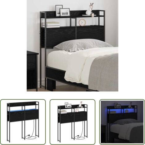 Testata in legno -  Testata contenitore con lo scaffale Rovere Nero 75 x 15 x 98 cm
