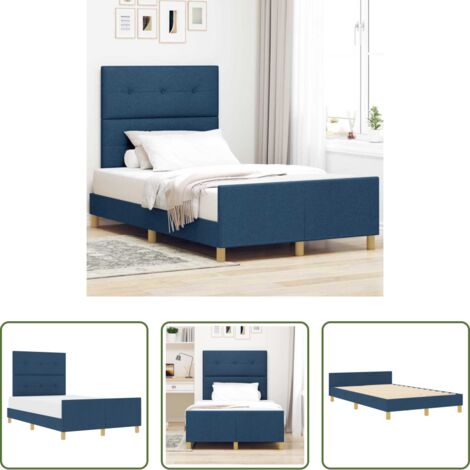 Testata in tessuto -  Struttura del letto con testiera Blu 120 x 190 cm Tessuto