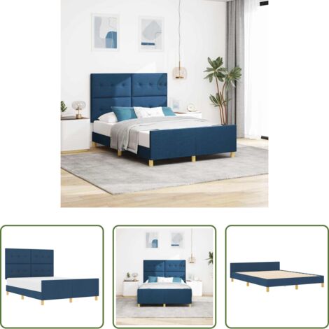 Testata in tessuto -  Struttura del letto con testiera Blu 140 x 190 cm Tessuto