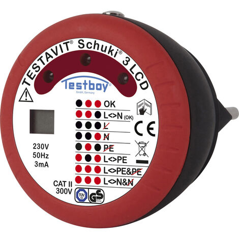 Testboy Testavit Schuki 3 LCD Steckdosentester CAT II 300 V LED, LCD