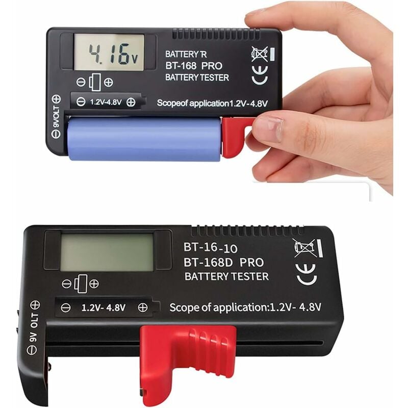 Image of Tester batteria 2PCS Batteria Controllo batteria portatile universale per aa aaa cd 9V 3.7V 1.5V 18650 Display digitale Tester batteria a bottone