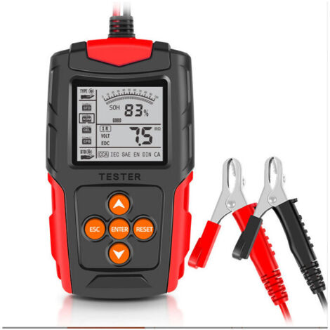 Tester batteria per auto monopezzo 12V/24V Analizzatore batteria digitale LCD Strumento diagnostico di ricarica per auto (Rosso) -1509035mm