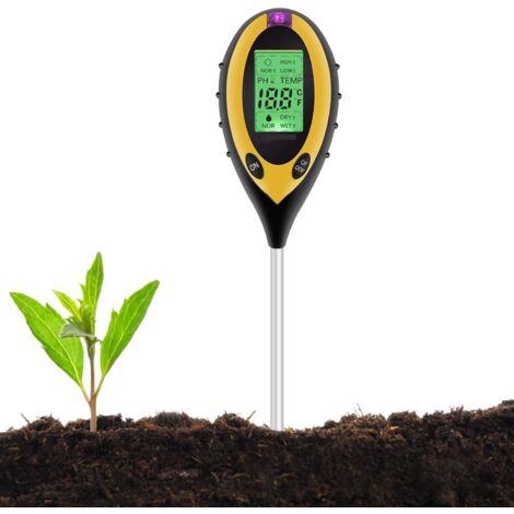 Tester del Suolo, Misuratore PH del Tester del Suolo 4 in 1, Luce Solare, Temperatura, Igrometro per Giardino Fattoria Prato Piante da Interno ed Esterno Fiore-RAPANDA
