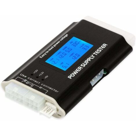 Tester di alimentazione PC per computer 20/24 4/6/8 pin per ATX, ITX, BTX, PCI-E, SATA, HDD Colore nero