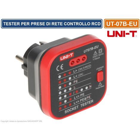 TESTER DI PRESE DI RETE CON FUNZIONE DI CONTROLLO RCD UT-07B-EU UNI-T