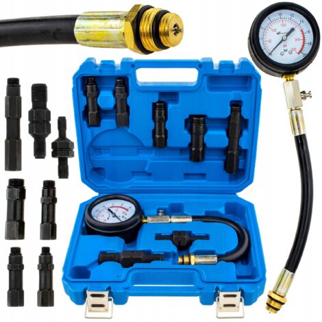 Tester di Pressione di Compressione per Benzina 0-20 bar per Motociclette 8 Elementi