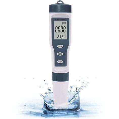 Tester di temperatura per piscine, misuratore di pH 3 in 1, temperatura PH-TDS, impostazione di temperatura e PH-TDS, display LCD retroilluminato ad alta precisione, misuratore di pH per piscine/acqua