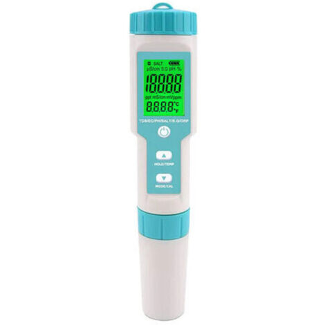 Tester digitale 5 in 1 per la salinità della piscina, misuratore di pH e acqua salata, misuratore di pH e salinità per piscine, vasche idromassaggio e altro ancora