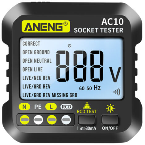 Tester digitale compatibile per prese, rilevatore di polarità e fase, voltmetro multifunzione, elettroscopio per alloggiamenti con spina UE