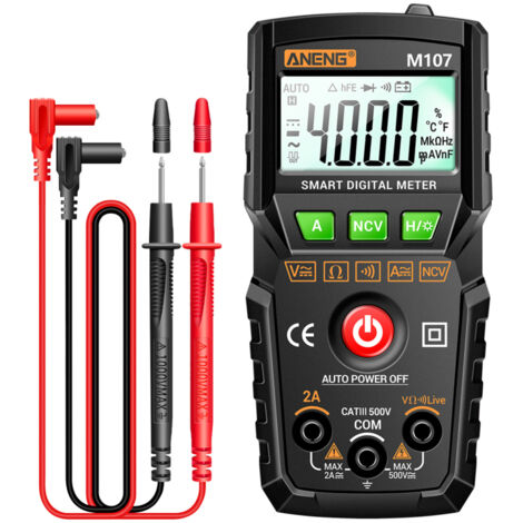 Tester digitale intelligente a 4000 conteggi, multimetro universale portatile multifunzione con retroilluminazione, misura tensione/corrente CA/CC e resistenza