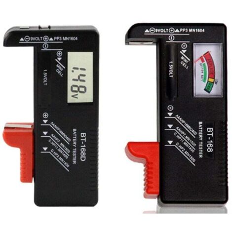 Tester digitale per batterie, 2 pezzi, controllo di tensione e controllo del livello di potenza, per batterie a bottone AA AAA CD 9V 1,5V