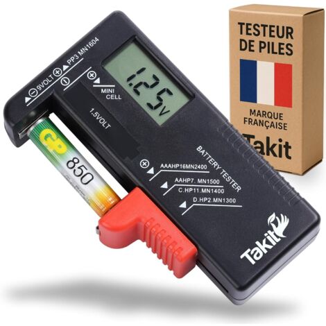 Tester digitale per batterie AA, AAA, C, D, PP3, 9 V, 1,5 V, batterie a bottone - Senza batteria