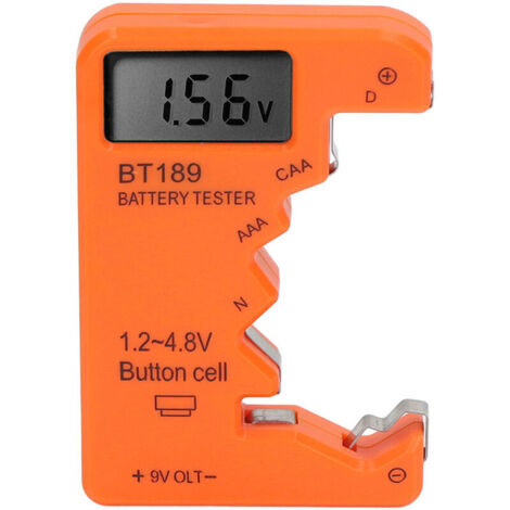 Tester e strumento di verifica della capacità delle batterie per AA, AAA, 6F22, 9V e 1,5V - Semplice strumento per test rapidi delle batterie (ARANCIONE)