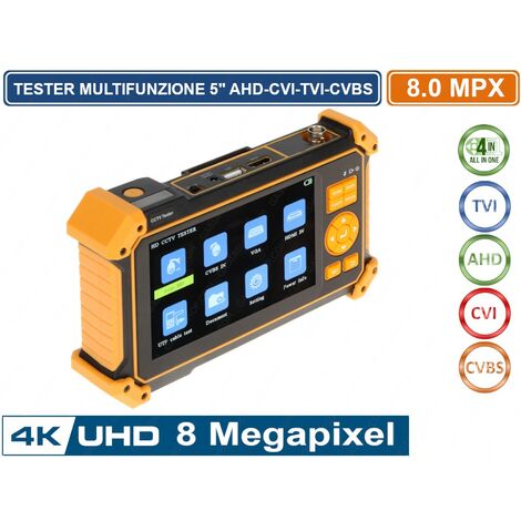 TESTER MULTIFUNZIONE 5" CCTV 4in1 AHD - TVI - CVI - CVBS 8 MP ULTRA HD 4K