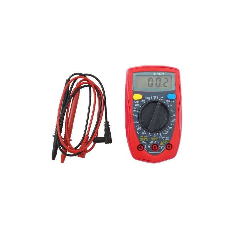 Image of Trade Shop - Tester Multimeter Digitale Display Lcd 10a Con Puntali Professionale Mod Dt33d