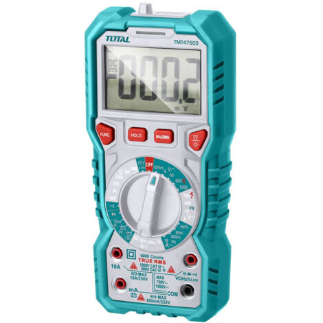 TESTER MULTIMETRO DIGITALE AC DC TESTER PROFESSIONALE CON CAVI 6000counts TOTAL