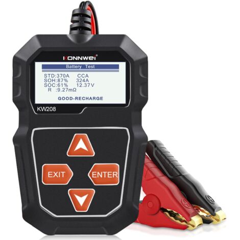 Tester per batteria auto, analizzatore di batteria KW208 100-2000 CCA Tester per alternatore automobilistico Tester di carico della batteria digitale 12V Tester del sistema di avviamento e ricarica
