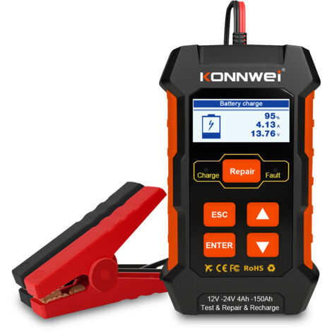 Tester per batterie auto KW520 3 in 1 12V 24V, tester per alternatore automobilistico per camion/moto/ATV/SUV/barca/yacht