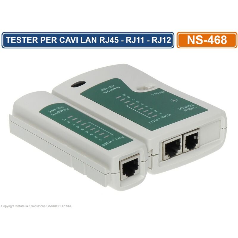 Image of Tester per cavo di rete lan telefonico RJ45 RJ11 RJ12 network ethernet test cavi
