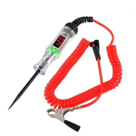 Tester per circuiti automobilistici 3-120V, penna tester di tensione per auto con schermo LCD, puntale a molla, morsetto a coccodrillo, test di polarità, torcia, tester per fusibili auto
