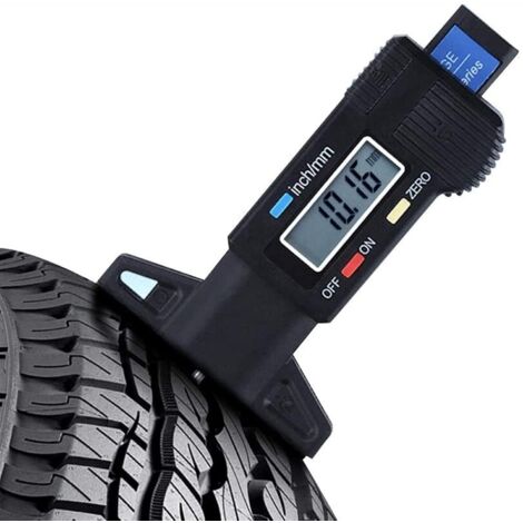 Tester per pneumatici auto, tester per pastiglie freno, misuratore digitale di profondità del battistrada (colore: nero)