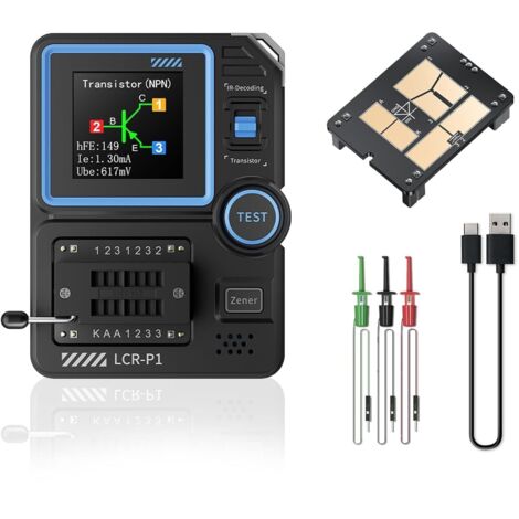 Tester per transistor, condensatore multifunzionale, resistore e componenti elettronici con display grafico a colori da 1,44 pollici