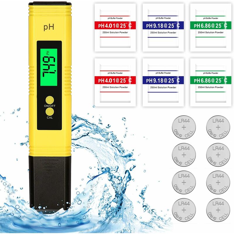 Image of RHAFAYRE Tester PH elettronico, tester qualità acqua digitale LCD, funzione di auto calibrazione e PHmetro digitale portatile da 0.00 a 14.00.