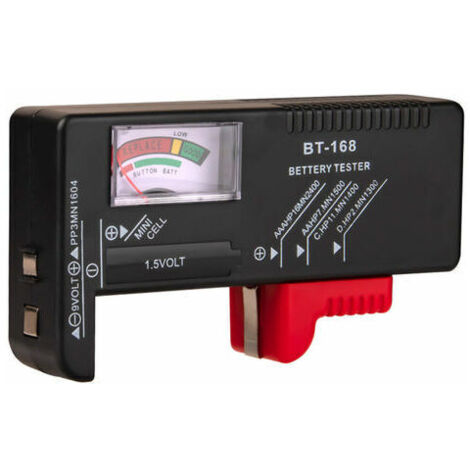 Tester universale per batterie domestiche, tester per batterie per apparecchi acustici, tester di tensione per batterie AA, AAA, C, D, 9 V, 1,5 V e a bottone, Fonepro