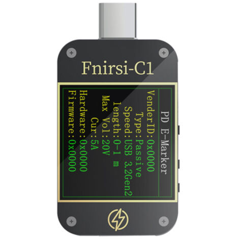 Tester USB intelligente portatile, voltmetro amperometro con schermo TFT a colori da 1,3 pollici, doppie porte Type-C, protocollo di ricarica rapida, connettività