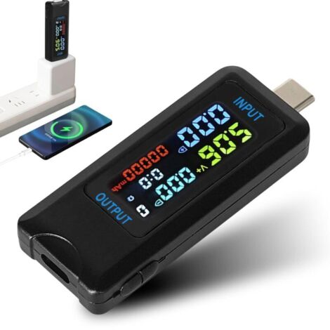 Tester USB KZQ, 4,5-36 V, 0-5 A, USB C, tester di tensione, multimetro, voltmetro, amperometro, capacità, caricabatterie, rilevatore (porta di tipo C)