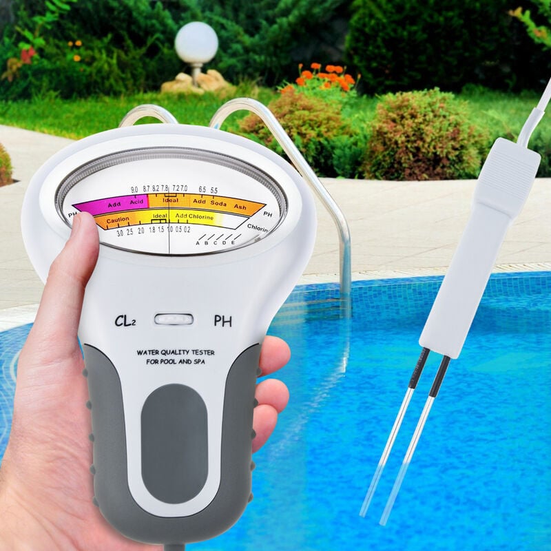 KZQ - Dispositif de Test de qualité de l'eau 2 en 1 PC-102 testeur de ph pour Piscine Spa testeur de Chlore de l'eau ph Chlore mètre CL2 Mesure