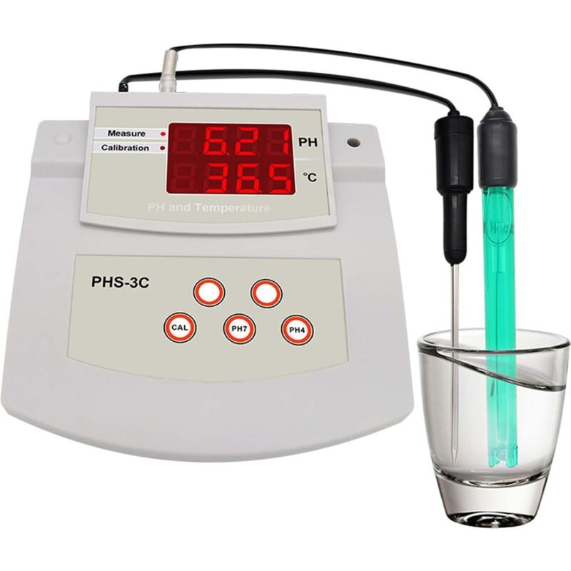 Testeur 2 en 1 Ph/Température, 0,01 Précision Auto Calibration Tester numérique, 0-14ph / 0-100 ℃, Compensation Automatique de température, Affichage