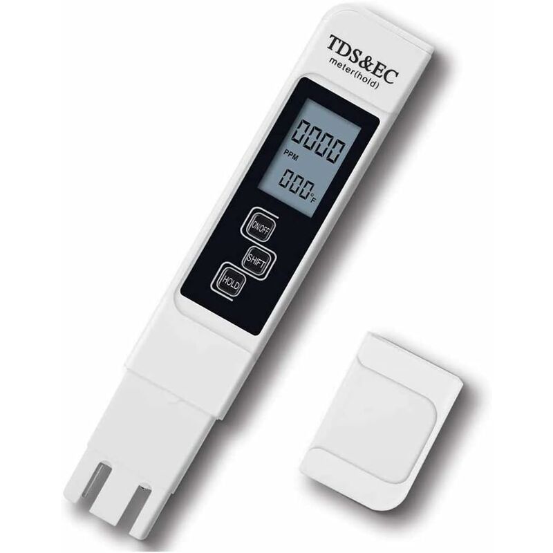 Testeur 3-en-1 TDS Testeur de pH Test de qualité d'eau de Piscine Conductimètre avec écran LCD Haute précision et Fonction d'étalonnage Automatique
