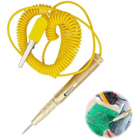 Testeur avec Ampoule DC 6V 12V 24V,Stylo Testeur de Tension pour Véhicules,Testeur de Circuit de Voiture Extensible avec Long Fil Spiralé,Compatible Voitures,Camions,Moto et Bateaux