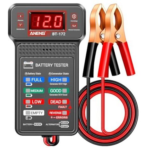 Testeur Batterie de Voiture,12V,Testeur Voiture,Numérique Analyseur Charge D’alternateur,Voltmètre avec Écran LCD et LED,Indicateur Tension Pour Voitures Outils Électriques -