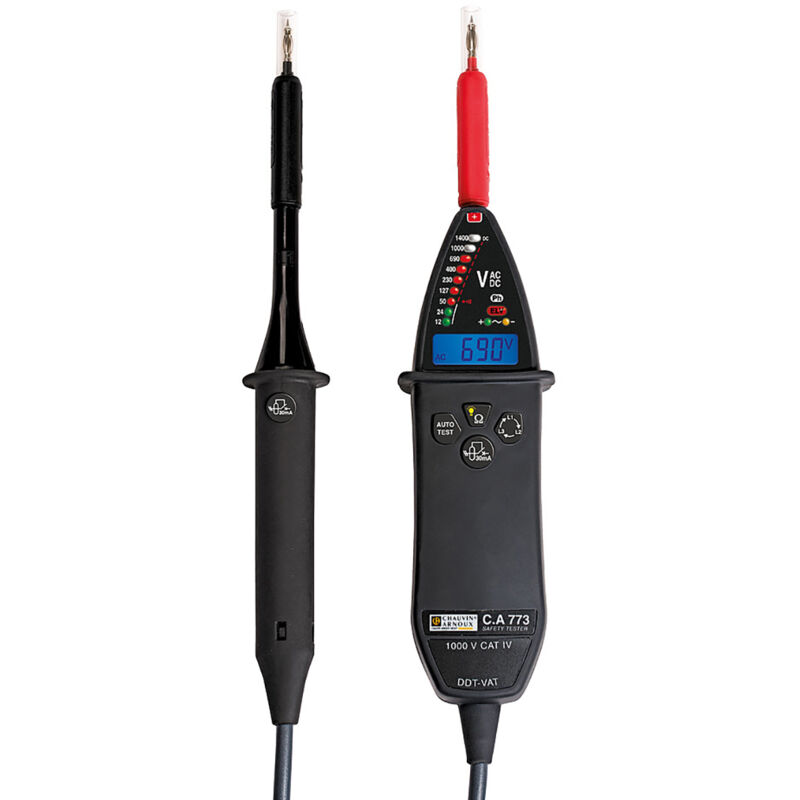 Détecteur de tension Chauvin Arnoux Ca 773 IP2X. 1000 v ac, 1400V c.c. max cat iv, IP65 ( Prix pour 1 )